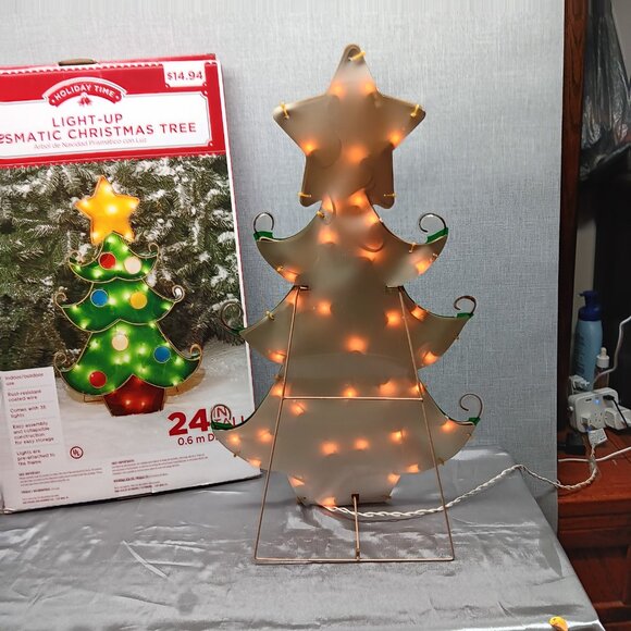 Holiday Time Prismatic Christmas Tree Indoor Outdoor Lights-Up 24" Star Green - Picture 7 of 10